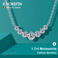 K.NOBSPIN Moissanite Necklace for Woman Wedding Fine Jewely with Certificates 925 Sterling Sliver Plated 18k White Gold Necklace