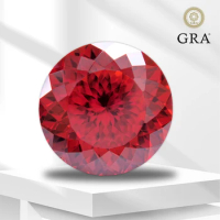 Moissanite Stone Garnet Color Round Shape 100 Faceted Cut Lab Grown Diamond for DIY Jewelry Making with GRA Report