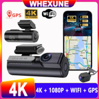4K WiFi Dash Cam Camera for Car Front and Rear Dual Lens DVR Auto Dashcam GPS Tracker Video Recorder Support 24H Parking Monitor