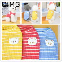 OIMG Bear Striped Small Medium Dogs Tank Top For Pet Clothes Teddy Pug Schnauzer Pomeranian Summer Thin Puppy Sleeveless T-Shirt