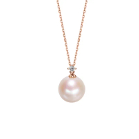 【WEDDING CODE】14K金 5分鑽石珍珠項鍊 單珠鑽-10MM(天然鑽石 618 禮物)