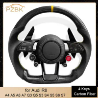 Upgrade R8 Carbon Fiber 4 Keys Car Steering Wheel for Audi R8 A4 A5 A6 A7 Q3 Q5 S3 S4 S5 S6 S7 Car Accessories