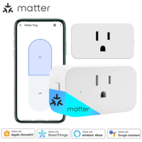 Matter Smart Plug WIFI Socket 16A Home Appliance Compatible with Homekit Alexa Google