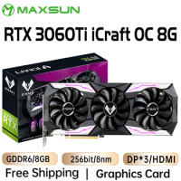 MAXSUN Graphics Card RTX 3060Ti iCraft OC 8GB GDDR6 GPU NVIDIA Computer PC 256bit PCI Express X16 4.0 RGB Gaming Video Cards New