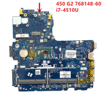 For HP Probook 450 G2 768148-601 768148-001 768148-501 Used UMA i7-4510U ZPL40/ZPL50/ZPL70 LA-B181P Motherboard 100% Tested