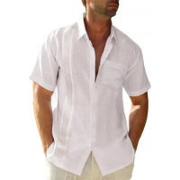 Men's Casual Summer Top Guayabera Cuban Beach Tees Comfortable Short Sleeve Dress Shirt Ideal Blouse for Warm Weather