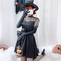 小V 萬圣節成人服裝性感女巫套裝裙子紫色巫婆氣質森林派對吸血鬼服飾