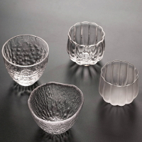 品茗杯玻璃小茶杯功夫茶具套裝家用耐熱透明琉璃個人杯錘紋玻璃杯