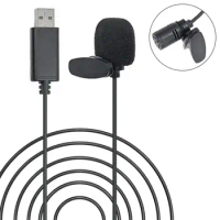 USB Portable Mini Microphone Lapel Lavalier Mic Clip-on External Radio Microphones for Laptop PC Computer Recording Chat Studio