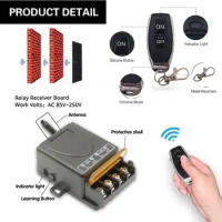 Wireless Remote Control Switch &amp; Receiver Kit No Wiring AC110V-220V Remote Control Switches ralay 30Afor Motor Ceiling Light Fan