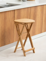 優樂悅~折疊凳家用便攜式省空間高凳子可折疊高腳椅實木吧臺椅廚房洗碗凳