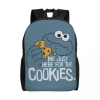 Customized 3D Print Cookie Monster Backpacks Cartoon Sesame Street College School Travel Bags Bookbag Fits 15 Inch Laptop