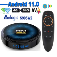 For Xiaomi HK1 RBOX W2 Android 11 TV Box Amlogic S905W2 16GB 32GB 64GB AV1 2.4G 5G Dual Wifi BT4.1 3D H.265 4K HDR Media Player