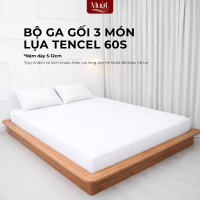 Bộ ga gối 3 món nệm kích thước 1m2x2m, 1m4x2m, 1m6x2m, 1m8x2m, 2mx2m, 2m2x2m (Dày 5-12cm) Lụa Tencel