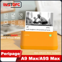 Peripage A9 Max/A9S Max Portable 107mm Photo Thermal Printer 203/304DPI Bluetooth Mobile Inkless Sticker Machine Home Office Use