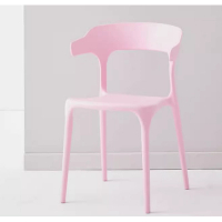 簡約加厚版塑料靠背牛角餐椅(北歐粉)(尺寸:41*42*75CM)