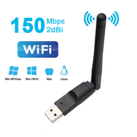 150Mbps USB WiFi Adapter Wireless Network Card 2dbi Antenna 802.11 b/g/n Ethernet WiFi Receiver LAN Dongle for PC Laptop Windows