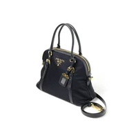 Tas PRADA RE-NYLON SAFFIANO GHW BLACK TOP HANDLE BAG WITH LS 100% ORIGINAL 32X14X23CM