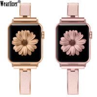 Women Metal Strap For Apple Watch Bands Series 5 40mm 44m Link Metal+Leather Bracelet Band For iWatch Series 4 3 2 1 38mm 42mm