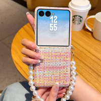 Sarung Telefon, Sesuai untuk Samsung Galaxy Z Flip 7 / Z Flip 7FE / Z Flip 6, Corak Tenunan Baldu, S