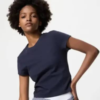 UNIQLO T-Shirt Mini Crop Top Wanita NAVY XL