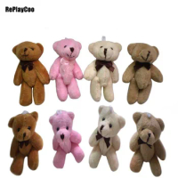 100Pcs/LotMini Teddy Bear Stuffed Plush Toys 8cm Small Bear Stuffed Toys pelucia Pendant Kids Birthday Gift Party Decor075