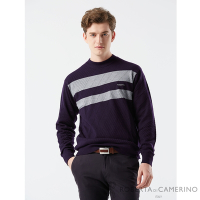 【ROBERTA 諾貝達】 秋冬男裝 黑紫色羊毛衣-流行色搭配-義大利素材 台灣製