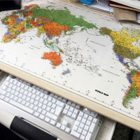 世界地圖英文附量衡可擦寫字字清晰環保超大鼠標橡膠防滑餐桌墊