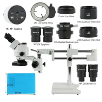 3.5X-90X 180X Double Boom Parfocal Simul Focus Stereo Trinocular Microscope Autofocus SONY IMX334 4K HDMI USB Measuring Camera