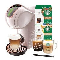 【雀巢 DOLCE GUSTO】Genio S Share - 摩卡玫瑰色 小精靈咖啡機 (歡聚分享組) 隨附兩款星巴克熱銷經典口味+玻璃杯+專用筆