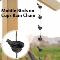 Metal Bird Cup Rain Chain Drainage Chain Durable Hanging Rain Catcher 2.4M Bird Rain Chain Gutter