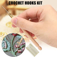 Durable Knitting Embroidery Pen Punch Needle Threader Set DIY Wood Handle  Sewing