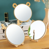 臺式化妝鏡折疊宿舍鏡網紅木質家用桌面可立小鏡子女美容鏡梳妝鏡