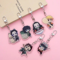 Cartoon Anime Lilo and Stitch Pendant Keychains Holder Car Key Chain Key Ring Mobile Phone Bag Hanging Jewelry Kamado Tanjirou