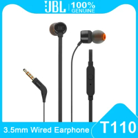 JBL T110 3.5mm Wired Earphones TUNE110 Stereo Bass Earbuds Sport Earphone In-line Control Handsfree Mic Headset