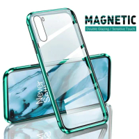 360 Full Protection Magnetic Case For Oneplus Nord Case For Oneplus 8 T pro 7 7T pro Metal frame Double-sided Glass Cases Funda