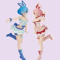 19cm Anime Re:Life A Different World From Zero Ram&amp;Rem Bunny Figure Cute Remu Ramu Action Figure PVC Model Collection Dolls Toys