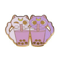 }qi แมวน่ารักดื่มชานมไข่มุกเข็มกลัด Sailor Moon Inspiration Badge