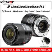 VILTROX Lens 23mm 33mm 56mm 13mm F1.4 Sony E Nikon Z Fuji X Canon M Mount Lens Portrait Auto Focus APS-C DSLR Camera Lenses