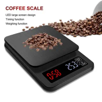 Kitchen Scale Digital Hand Punch Drip Coffee Scale Timer Weight Scales Electronic Food Baking Balance LCD Display 3KG/ 0.1g