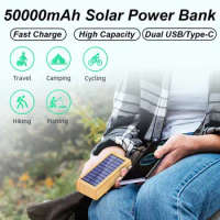 50000mAh Solar Power Bank High Capacity External Battery Portable Powerbank With Outdoor Flashlight for Iphone Xiaomi Huawei