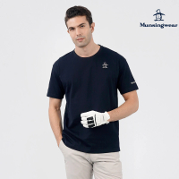 【Munsingwear】企鵝牌 男款藏青色落肩剪接純棉舒適短袖T恤 MGTL2507