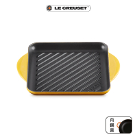 【Le Creuset】琺瑯鑄鐵鍋雙耳正方烤盤 24cm(杏桃黃)