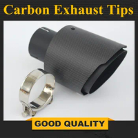 Universal Car styling Exhaust Tail Pipes Matt Carbon Fiber Muffler Tip Tail End Stainless Steel Black For Akrapovic