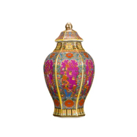 Antique Traditional Chinese qing dynasty vase Enamel Hexagonal Ceramic Ginger Jar Collection Jingdezhen Vase