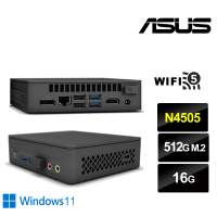 【ASUS 華碩】NUC平台雙核{戰鬥勇士W} Win11迷你電腦(N4505/16G/512GB M.2)