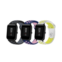 【DAYA】華米Amazfit 米動手錶青春版 20mm 撞色運動風矽膠替換洞洞錶帶