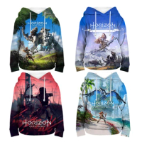 Horizon Forbidden West 3D Hoodies for Kids Boys Girls Aloy Winter Casual Sweatshirts Oversized Hoodie Cool Anime Streetwear