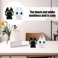 Anak Patung Toothless Hitam dan Putih, Reka Bentuk Kreatif, Zarah Comel, Aksesori Hiasan Desktop Ker