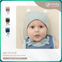 ✻(0-12M) Mũ Buộc dây Quả bông ABC1943QB Muda cho bé trai, bé gái Bu baby sơ sinh - Bamco  - Mũ bu ba